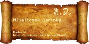 Mihalicsek Darinka névjegykártya